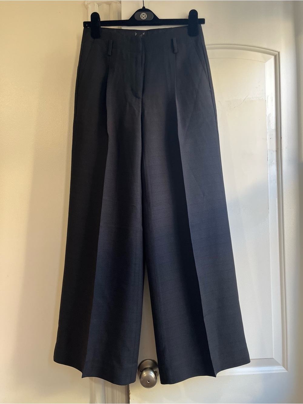 $148 J. Crew Essential Black Pleated Wide-Leg Pants Trouser in Luster Canvas 2